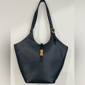 Elegant Black Leather Tote Bag